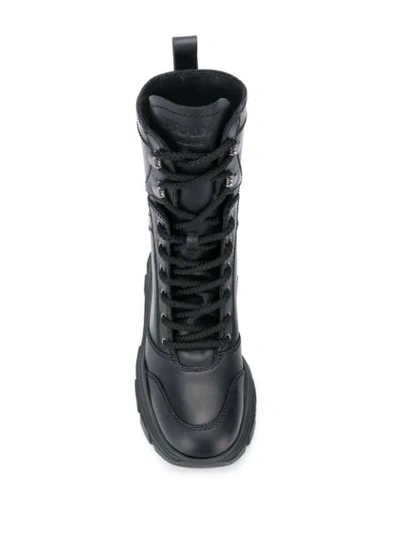 Shop Prada Lace-up Combat Boots - Schwarz In Black