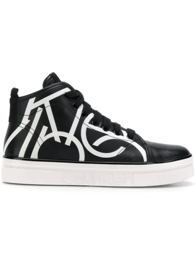 Shop Calvin Klein 205w39nyc Printed Hi-top Sneakers In Black
