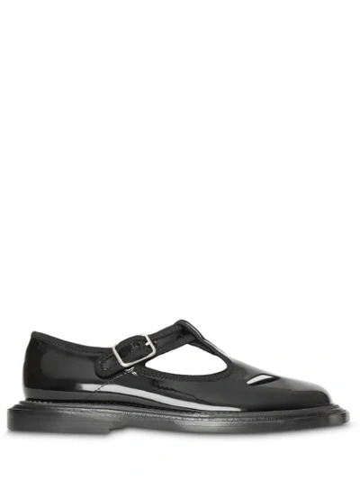 Shop Burberry Black Patent Leather T-bar Shoes