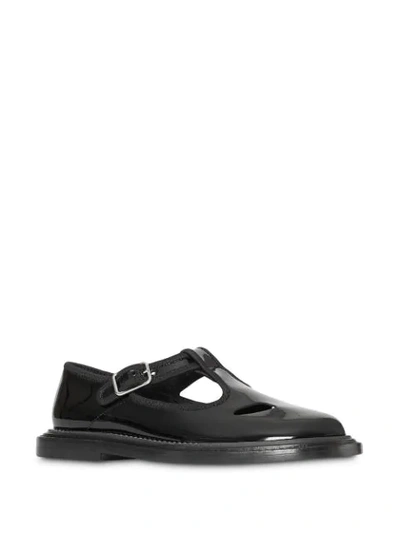 Shop Burberry Black Patent Leather T-bar Shoes