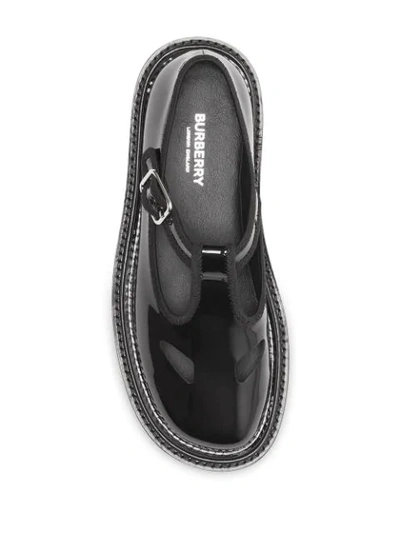 Shop Burberry Black Patent Leather T-bar Shoes