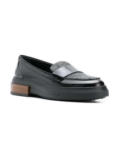 Shop Tod's Flatform Penny Loafers In Black