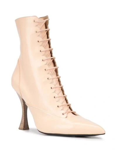 TABITHA SIMMONS LACE-UP BOOTIES - 粉色