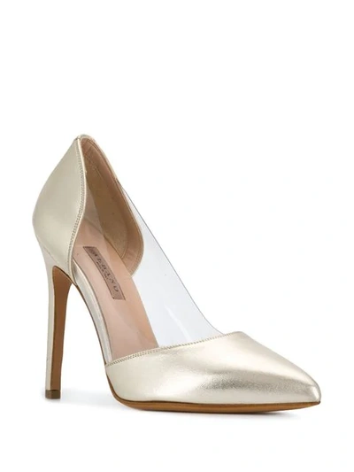 Shop Albano Metallic Pointed Pumps In Gold