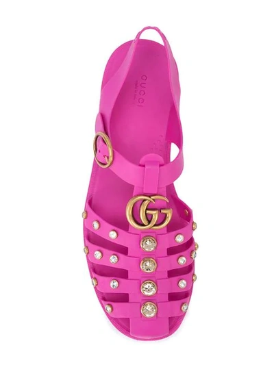 Shop Gucci Crystal Embellished Sandals - Pink