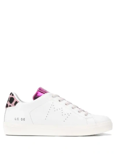 Shop Leather Crown Metallic Detail Sneakers In White