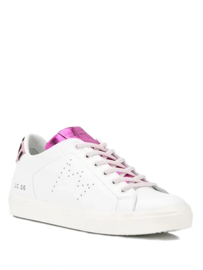 Shop Leather Crown Metallic Detail Sneakers In White