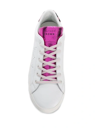 Shop Leather Crown Metallic Detail Sneakers In White