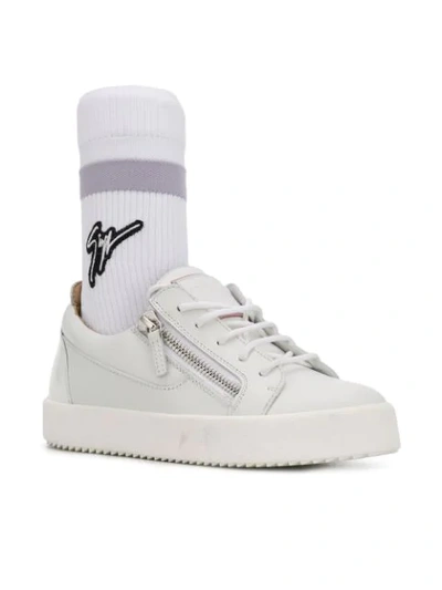 Shop Giuseppe Zanotti Flat Sole Sneakers In White