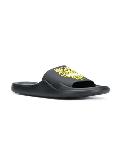 Shop Kenzo Tiger Slides In Black