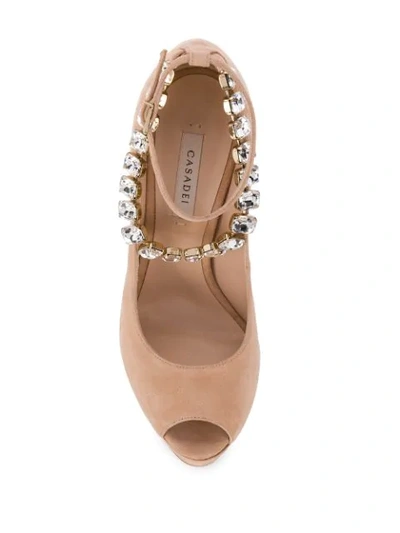 Shop Casadei Crystal-embellished Sandals In Neutrals