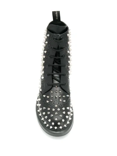 ALEXANDER MCQUEEN SPIKE STUDDED LACE-UP BOOTS - 黑色