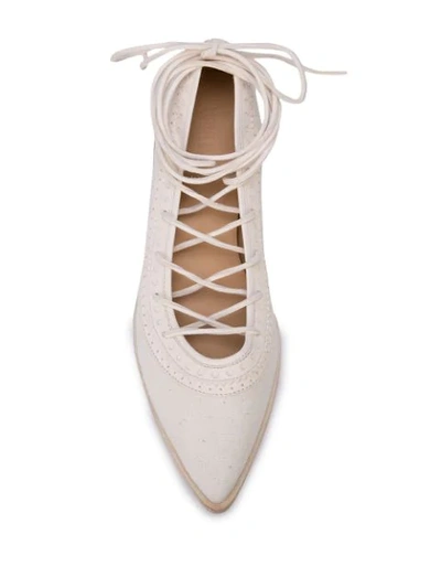 UMA WANG 蕾丝芭蕾舞平底鞋 - 白色