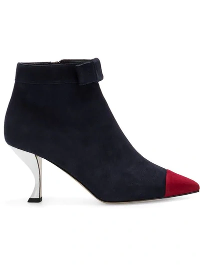 Shop Thom Browne Bow Ankle Boots In Blue