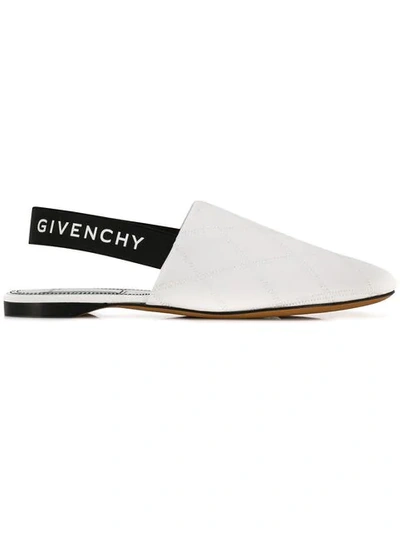 Shop Givenchy Logo Slingback Mules In White