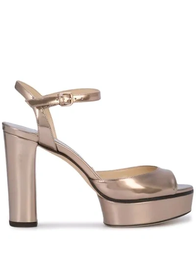 Shop Jimmy Choo Peachy Platform Sandals - Metallic