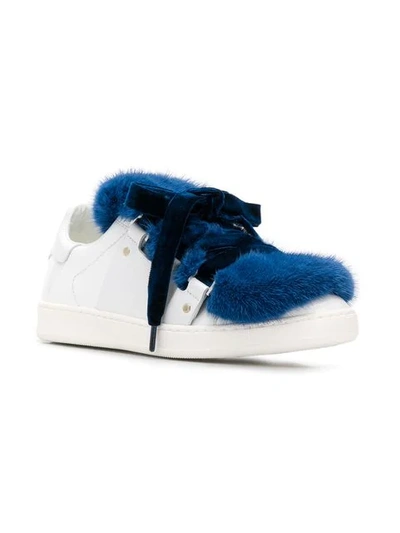 Shop Moncler Flat Fluffy Sneakers In White