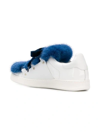 Shop Moncler Flat Fluffy Sneakers In White