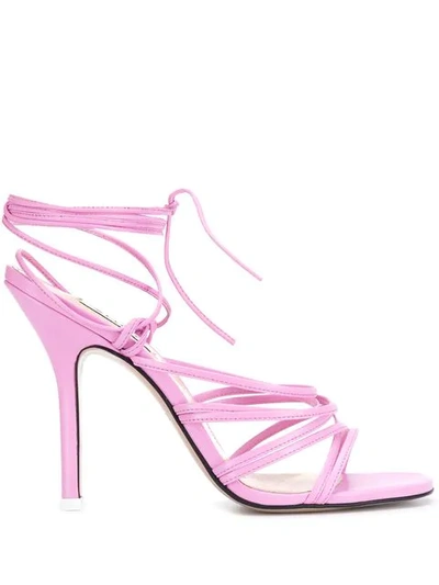 Shop Attico Strappy Stiletto Heels In Pink
