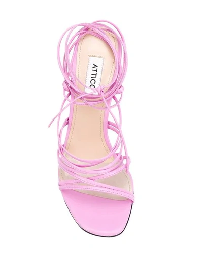 Shop Attico Strappy Stiletto Heels In Pink