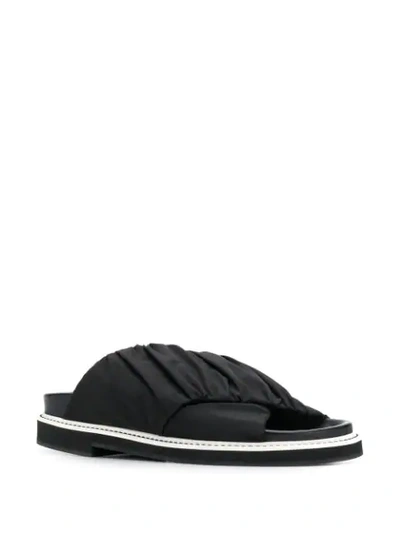 Shop Ganni Ruched Crisscross Sandals In Black