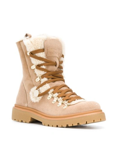 Shop Moncler Berenice Shearling Boots - Neutrals