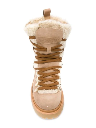 Shop Moncler Berenice Shearling Boots - Neutrals
