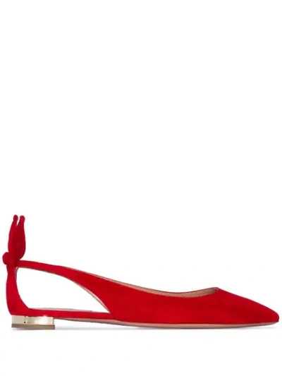 Shop Aquazzura Pointed Ballerina Shoes In Cat Red