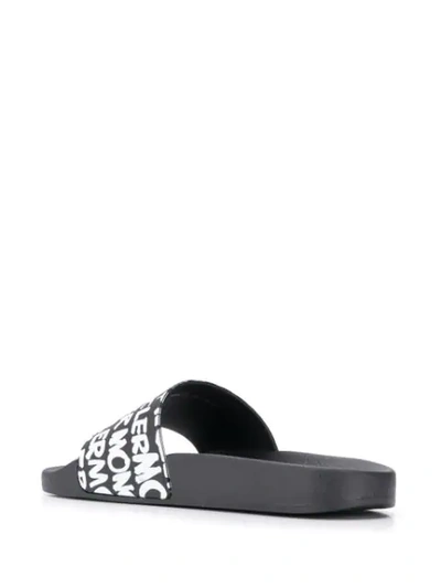 Shop Moncler Graffiti Logo Print Slide Sandals In Black