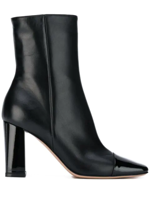 patent leather chunky heel boots