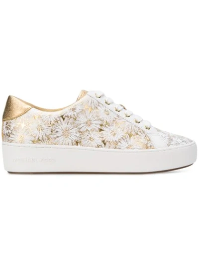 Michael Michael Kors Floral Print Sneakers In Metallic | ModeSens