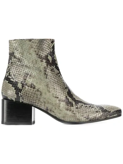 Shop Acne Studios Snake-print Ankle Boots In Green