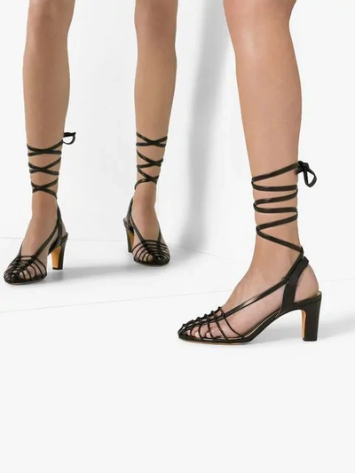 Shop Maryam Nassir Zadeh Maribel 85 Ankle Strap Caged Sandals In Black