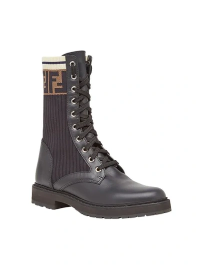 Fendi Rockoko Combat Boots In Black