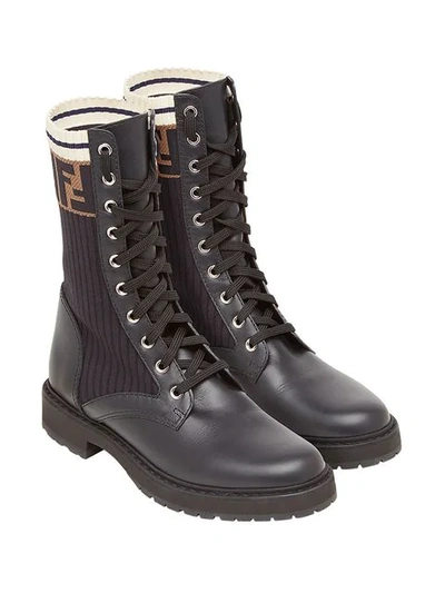 Fendi Rockoko Combat Boots In Black