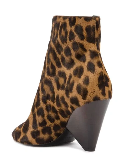 Shop Saint Laurent Leopard Ankle Boots In Brown