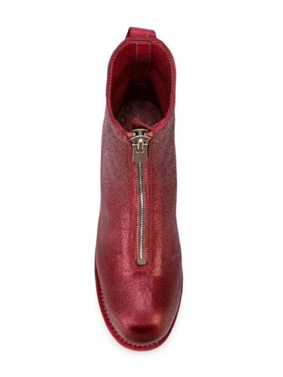 Shop Guidi Front Zip Boots In Red ,metallic