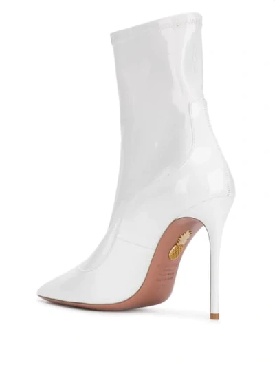 Shop Aquazzura Varmished Pointed-toe Boots In White