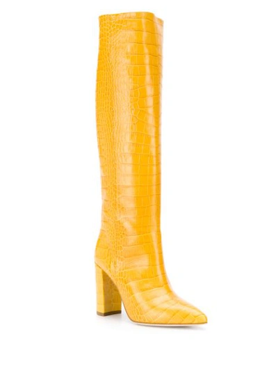 Shop Paris Texas Crocodile Effect Boots - Yellow