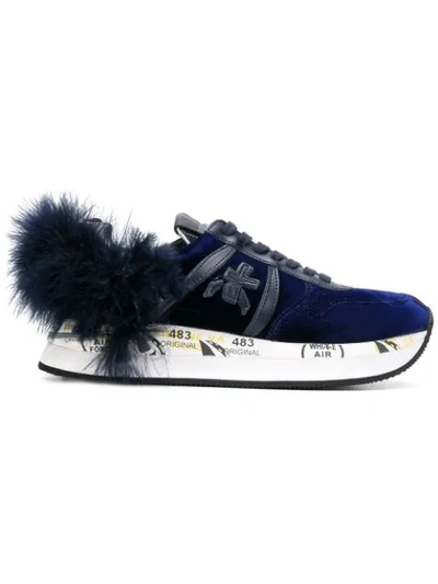Shop White Premiata Holly Sneakers In Blue
