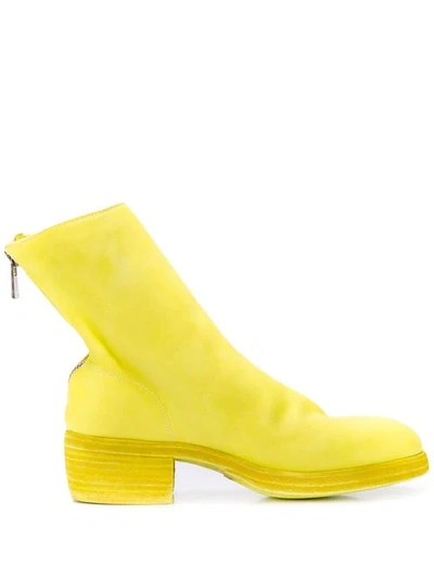 Shop Guidi Block Heel Ankle Boots In Yellow