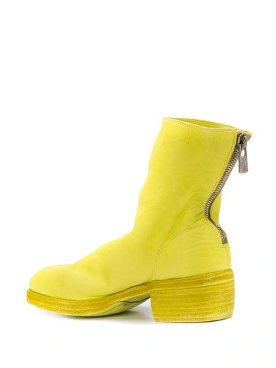 Shop Guidi Block Heel Ankle Boots In Yellow