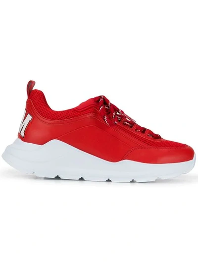 Shop Msgm Logo Print Sneakers In Red