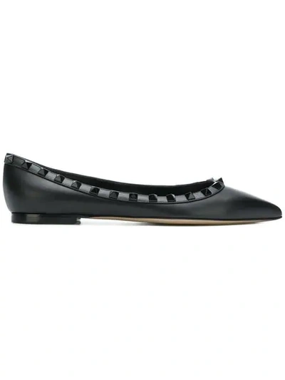 Shop Valentino Rockstud Ballerina Shoes In Black