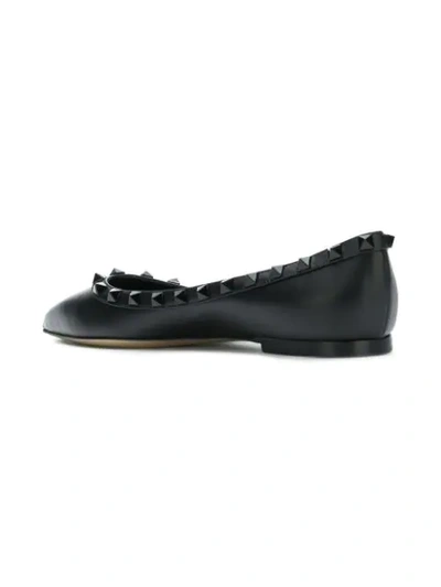 Shop Valentino Rockstud Ballerina Shoes In Black