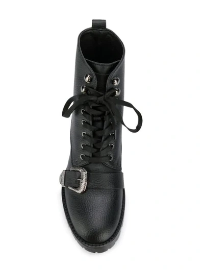 Shop Trussardi Jeans Buckled Ankle Boots In Black