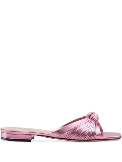 Shop Gucci Metallic Knot Sandals In Pink