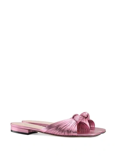 Shop Gucci Metallic Knot Sandals In Pink