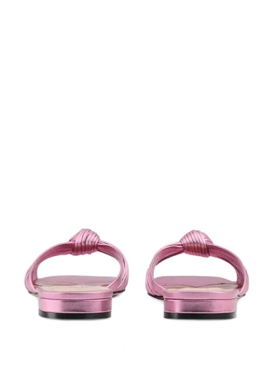 Shop Gucci Metallic Knot Sandals In Pink