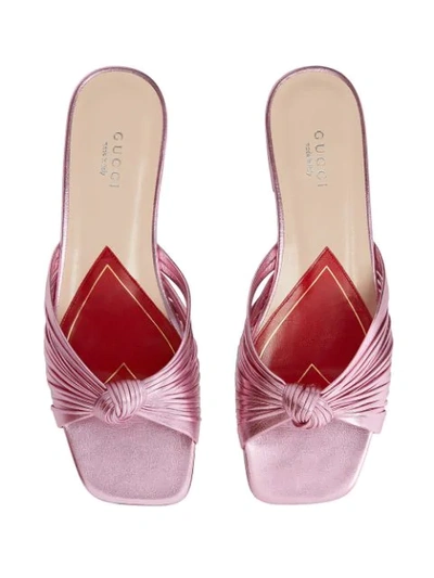 Shop Gucci Metallic Knot Sandals In Pink